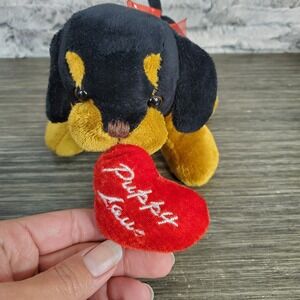 Toy Network Baby Rottweiler PUPPY LOVE Plush 7" Stuffed Animal W/ Red Heart